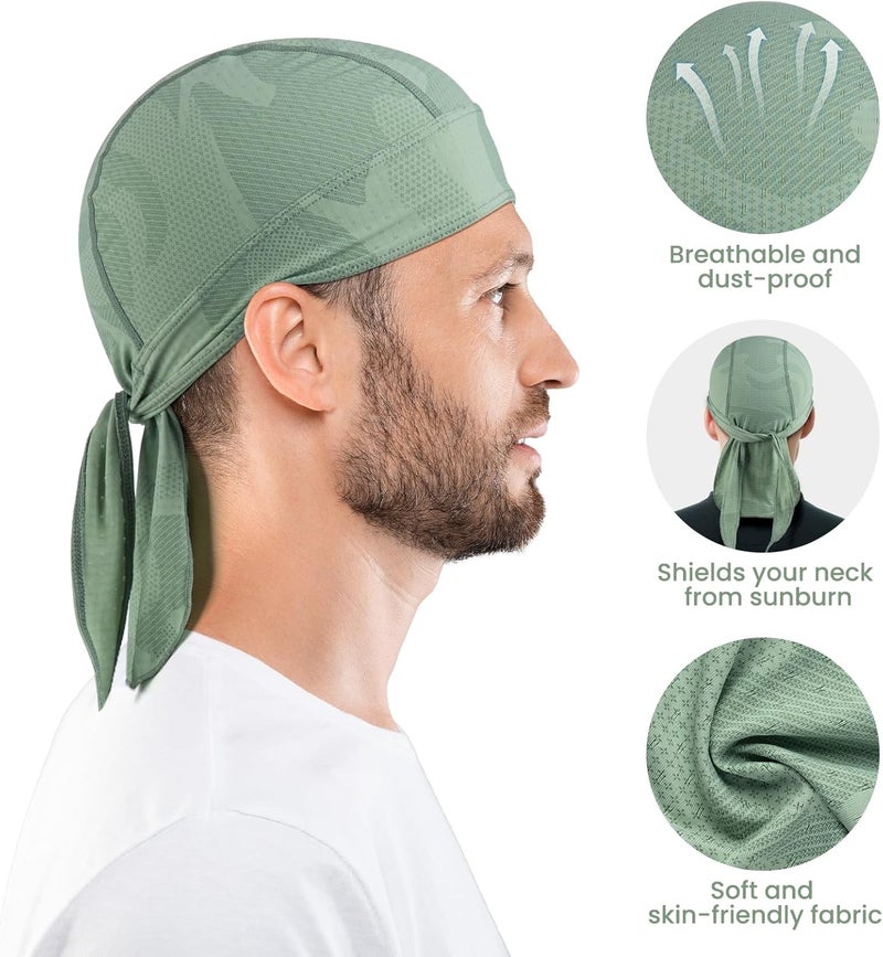 YANIKY Bandana Skull Caps for Men Women Quick-Drying Cooling Do Rag Breathable Durag Cap Helmet Liner for Cycling Running - Image 2